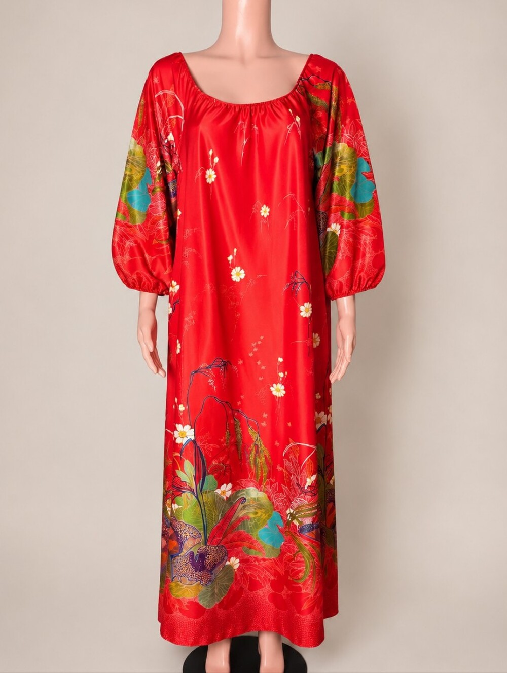 Vintage Red Floral Muu Muu Hawaii
